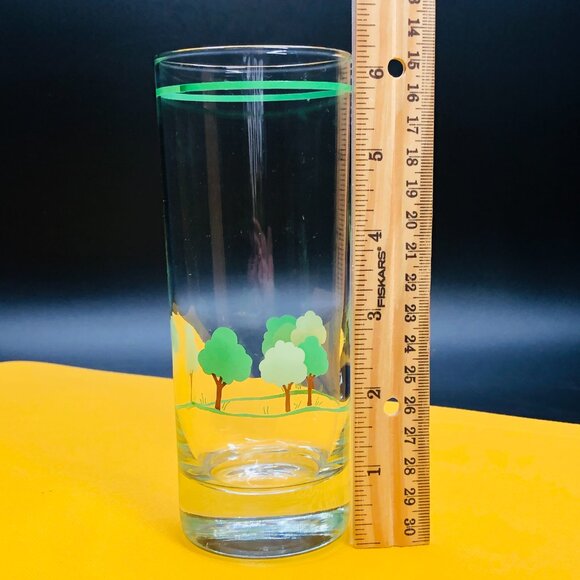 Vintage 80s Green Tree Hill Tom Collins Cocktail Highball Glass -Set of 4 - Picture 9 of 11